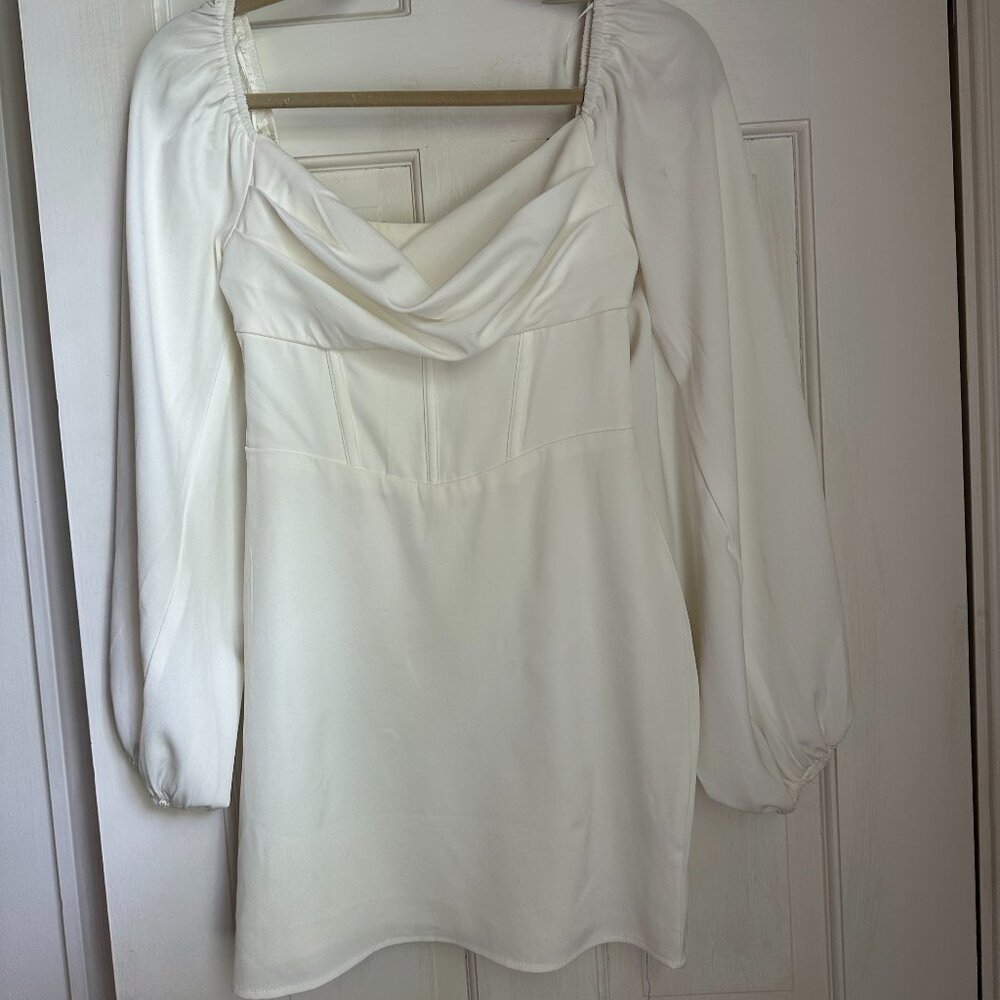 princess polly corset bodycon lillie long sleeve white mini dress